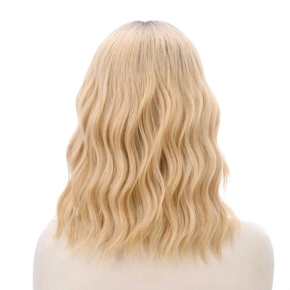 Ombre Dirt Blonde Wig With Bangs - Picture 3 of 5